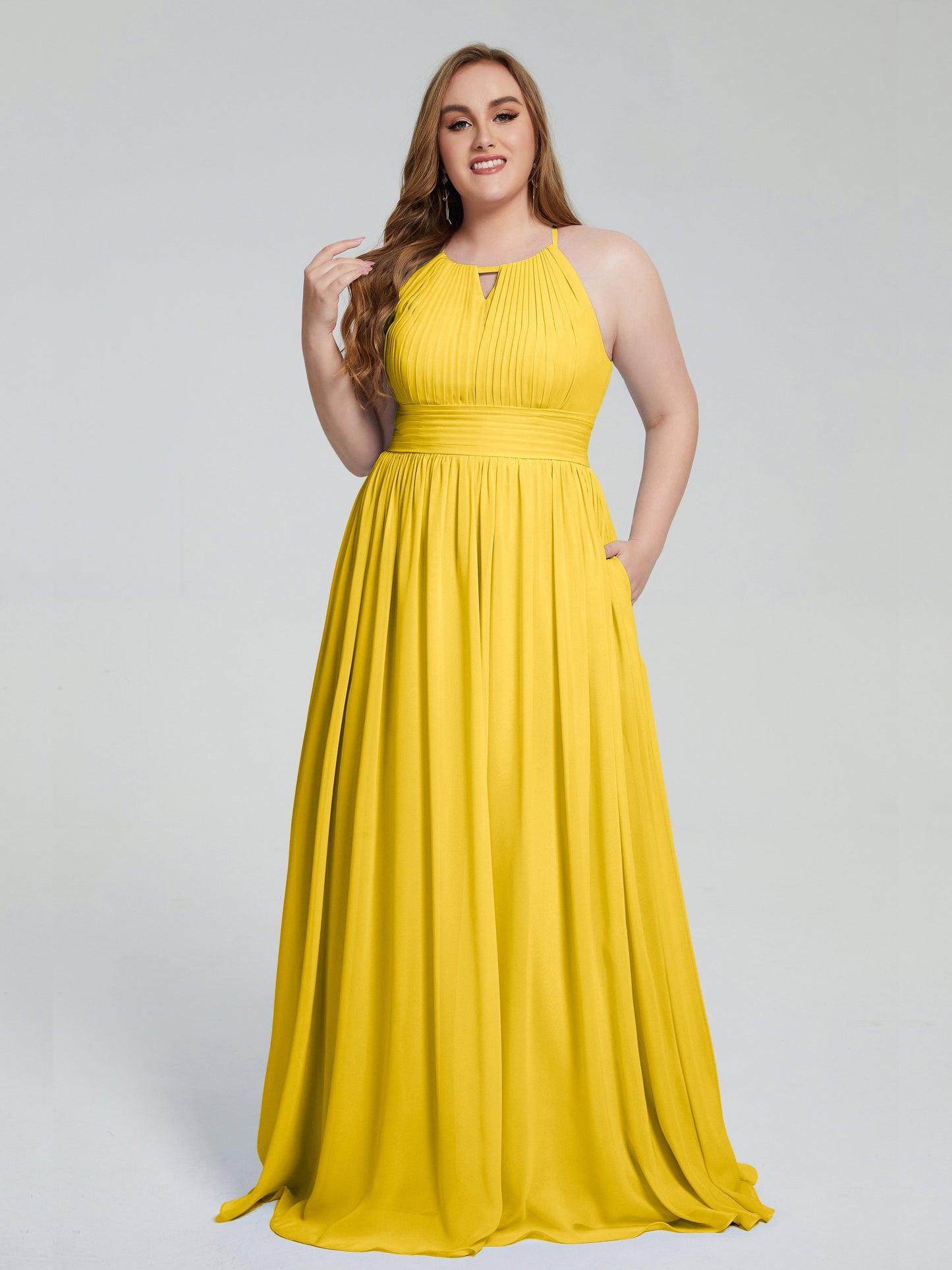 Payton Gorgeous Halter Plus Size Long Bridesmaid Dresses