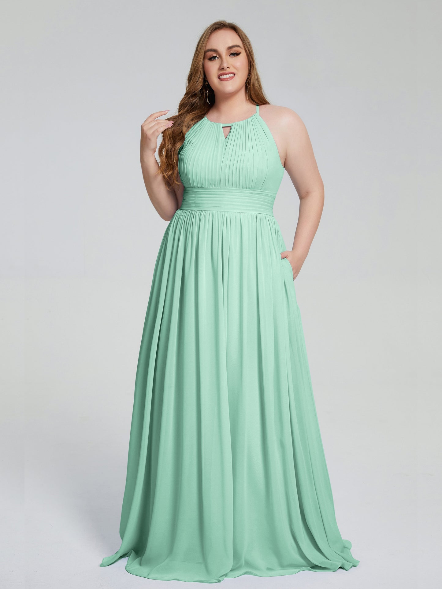 Payton Gorgeous Halter Plus Size Long Bridesmaid Dresses