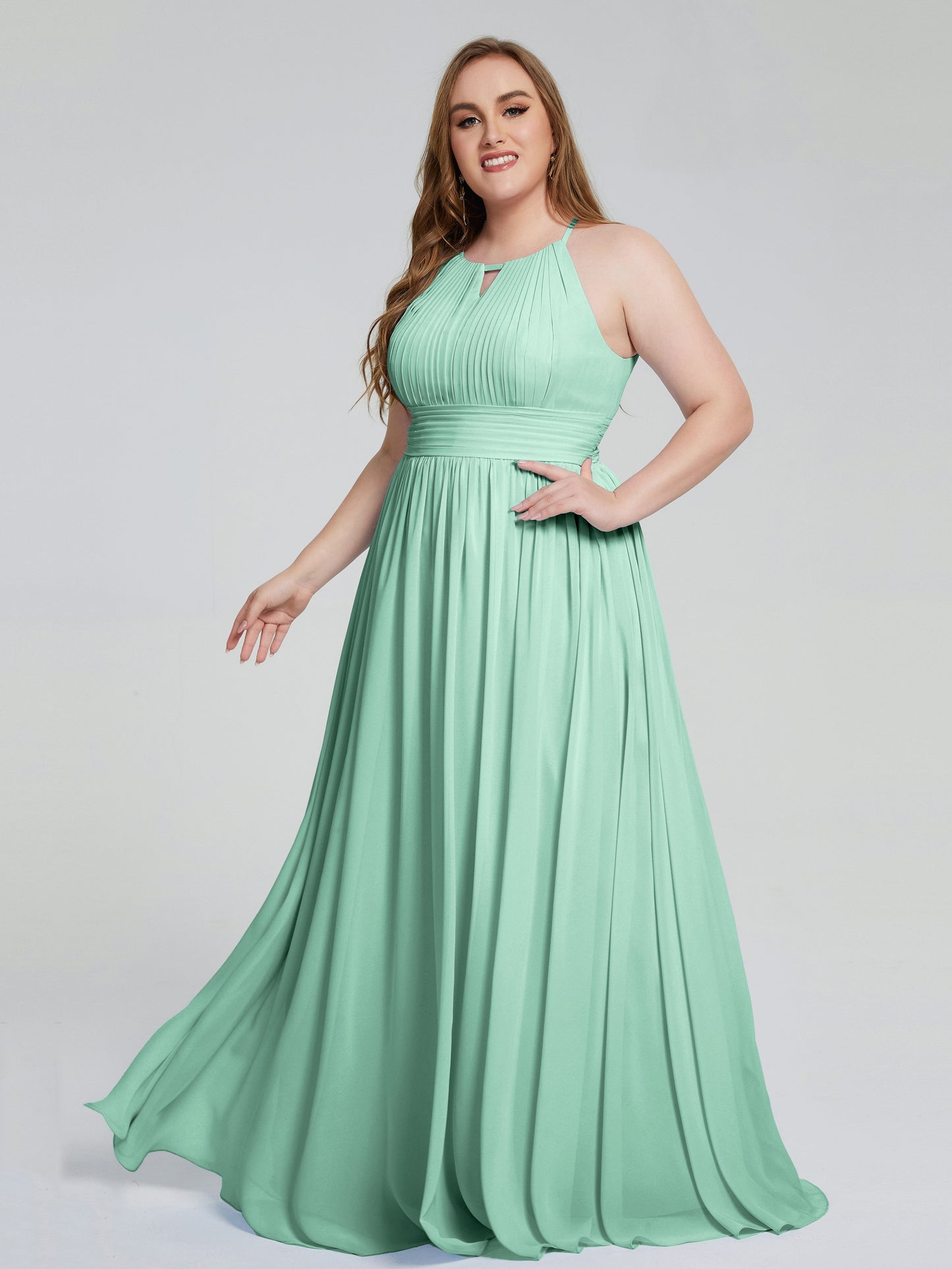 Payton Gorgeous Halter Plus Size Long Bridesmaid Dresses