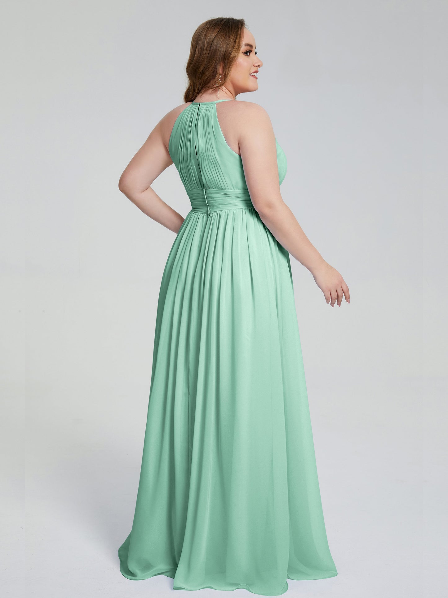 Payton Gorgeous Halter Plus Size Long Bridesmaid Dresses