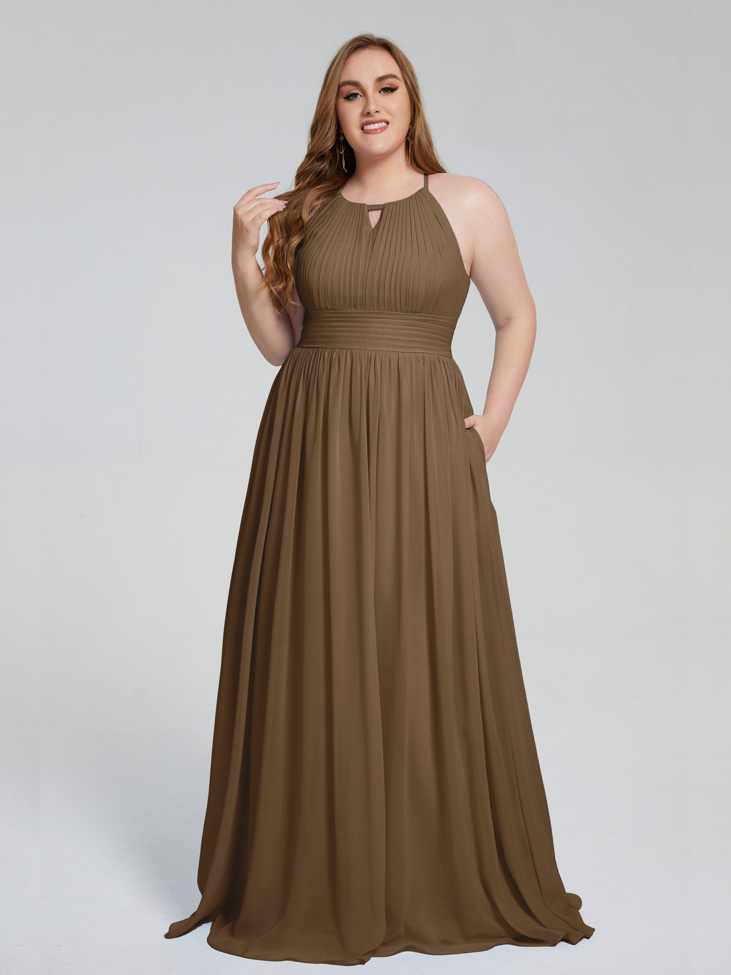 Payton Gorgeous Halter Plus Size Long Bridesmaid Dresses