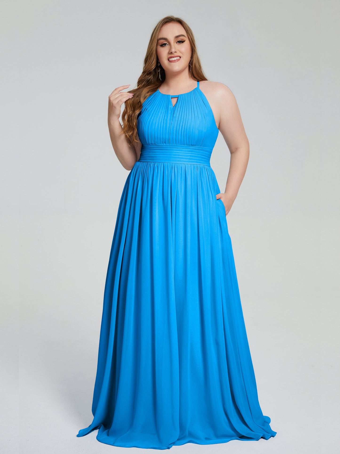 Payton Gorgeous Halter Plus Size Long Bridesmaid Dresses