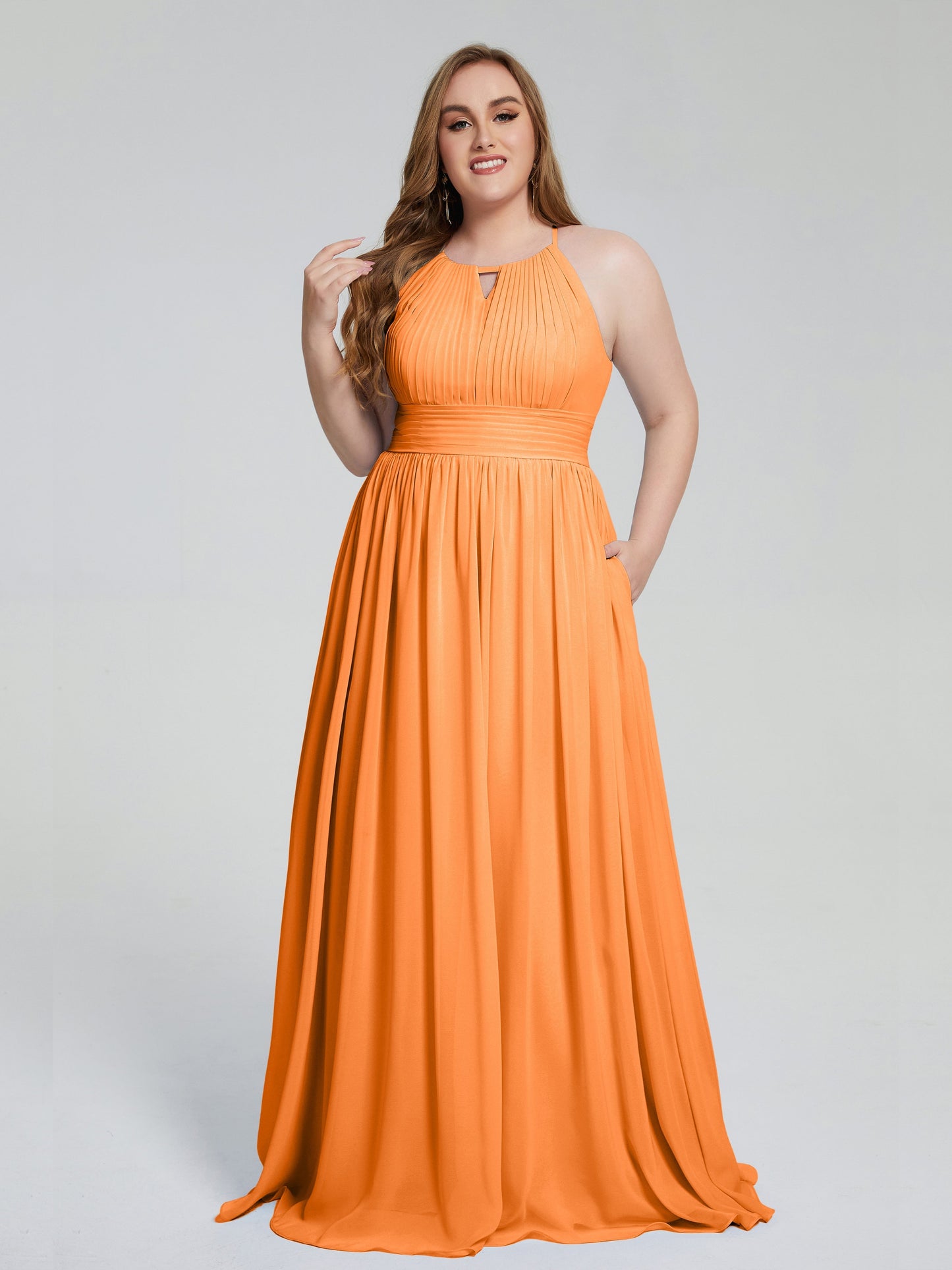 Payton Gorgeous Halter Plus Size Long Bridesmaid Dresses