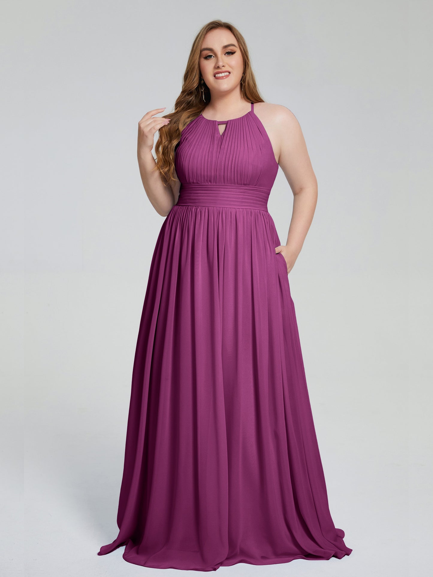 Payton Gorgeous Halter Plus Size Long Bridesmaid Dresses
