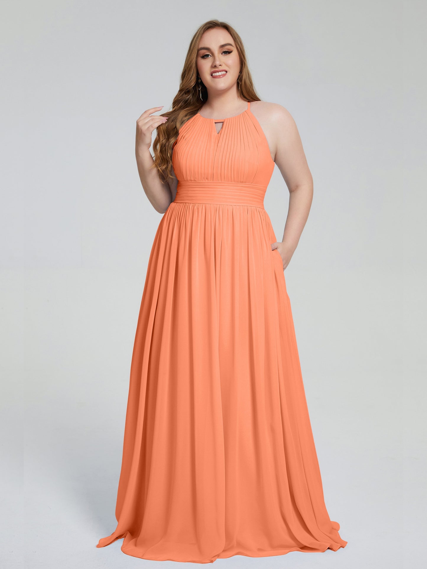 Payton Gorgeous Halter Plus Size Long Bridesmaid Dresses