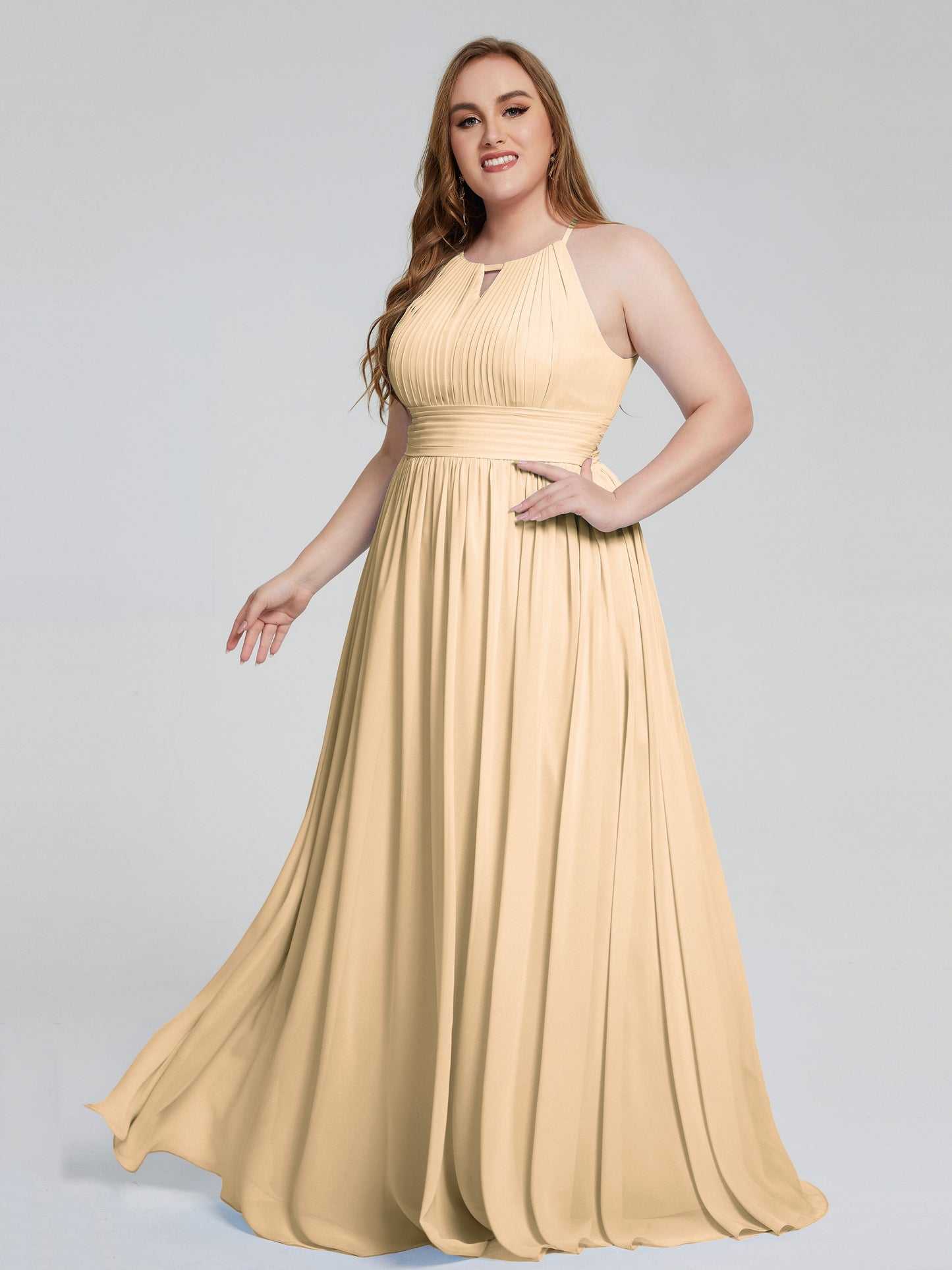 Payton Gorgeous Halter Plus Size Long Bridesmaid Dresses
