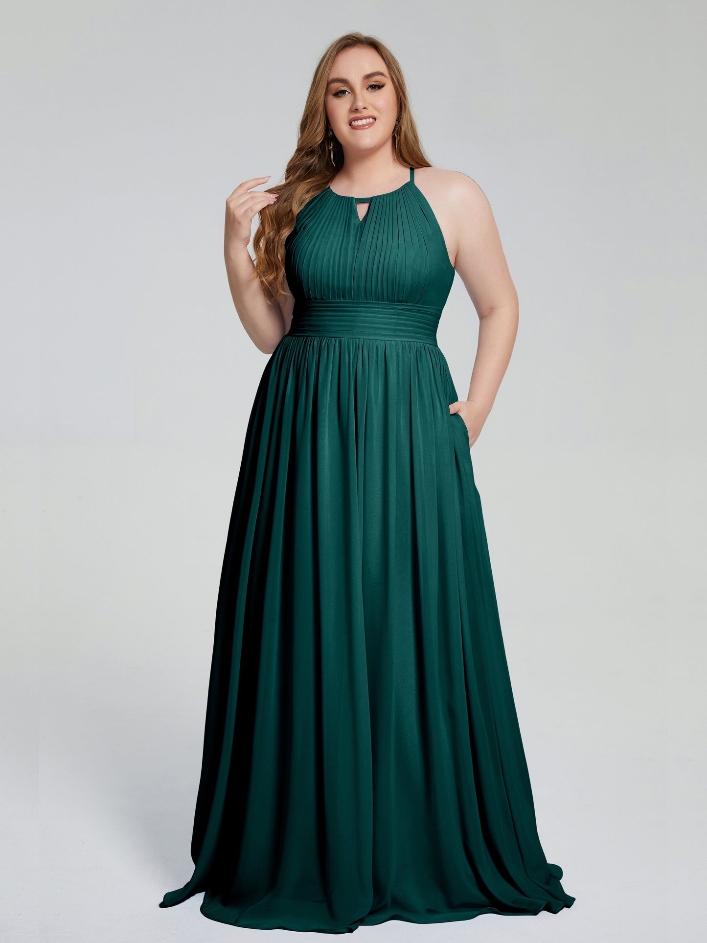 Payton Gorgeous Halter Plus Size Long Bridesmaid Dresses