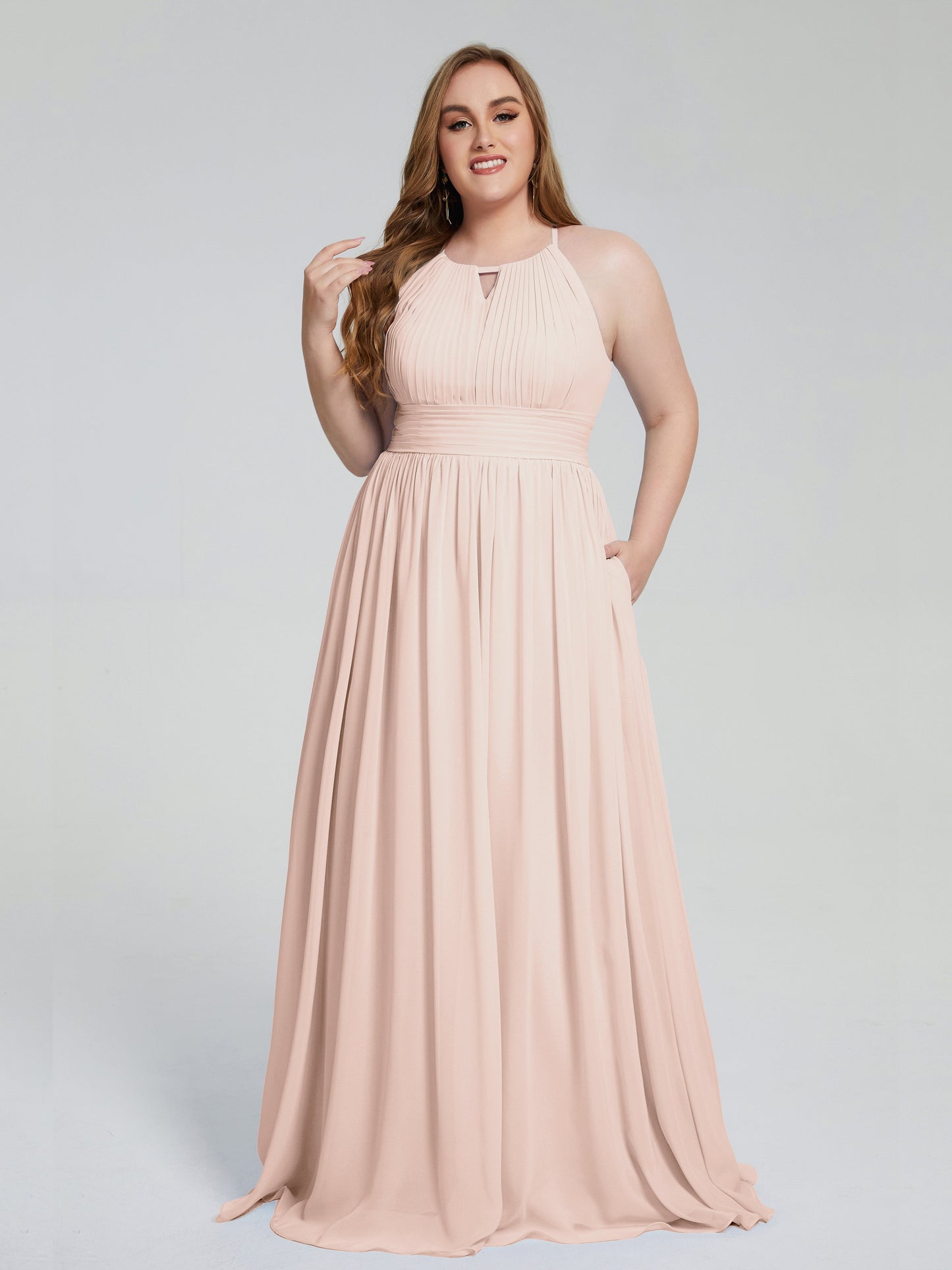 Payton Gorgeous Halter Plus Size Long Bridesmaid Dresses