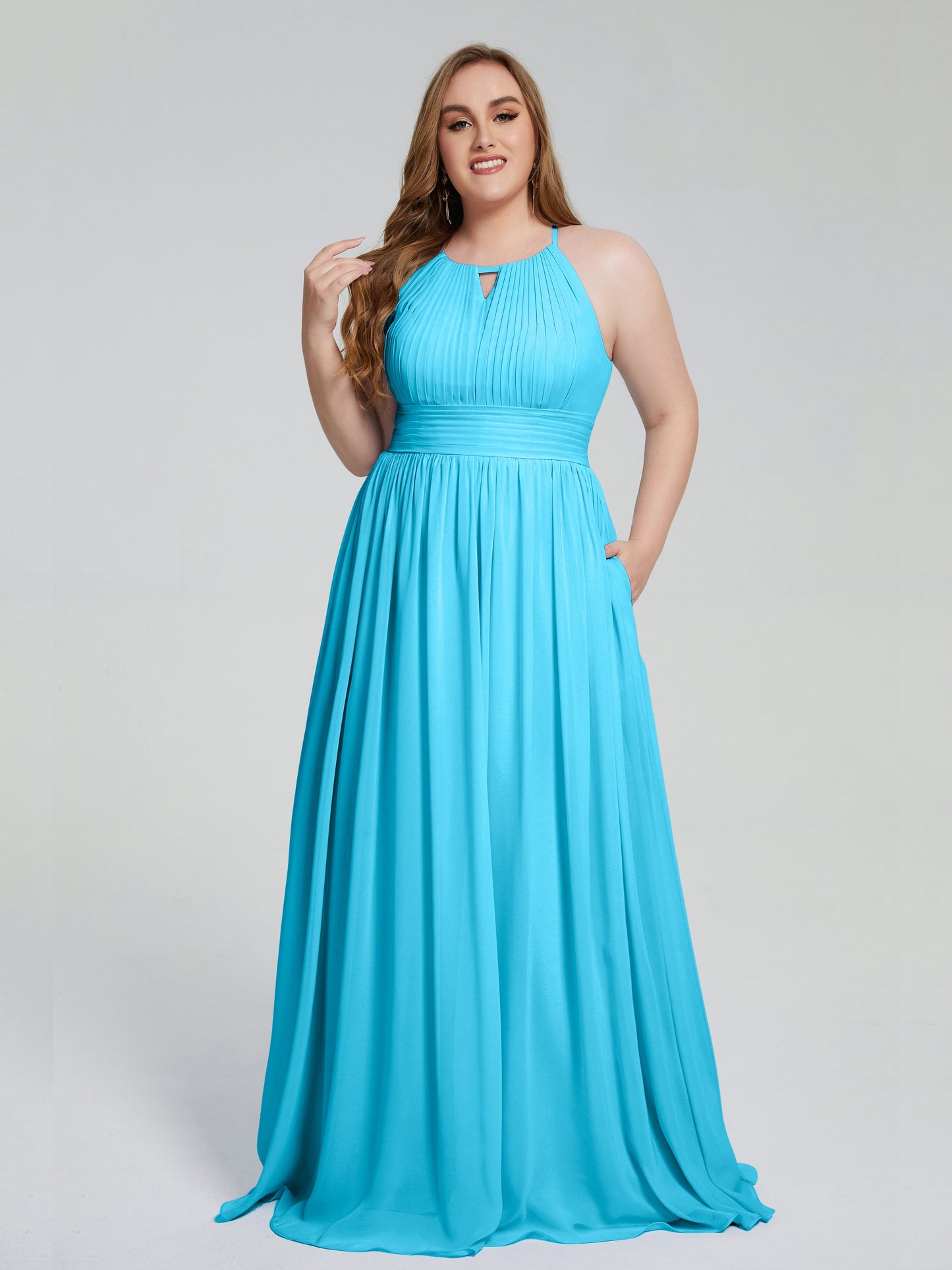 Payton Gorgeous Halter Plus Size Long Bridesmaid Dresses