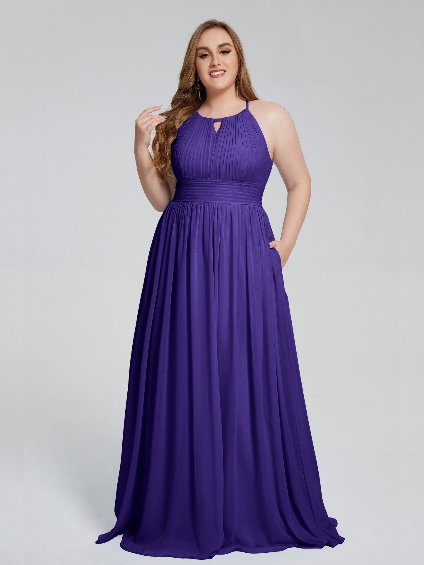 Payton Gorgeous Halter Plus Size Long Bridesmaid Dresses
