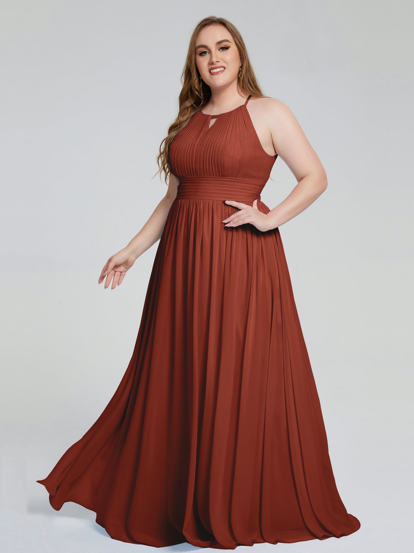 Payton Gorgeous Halter Plus Size Long Bridesmaid Dresses
