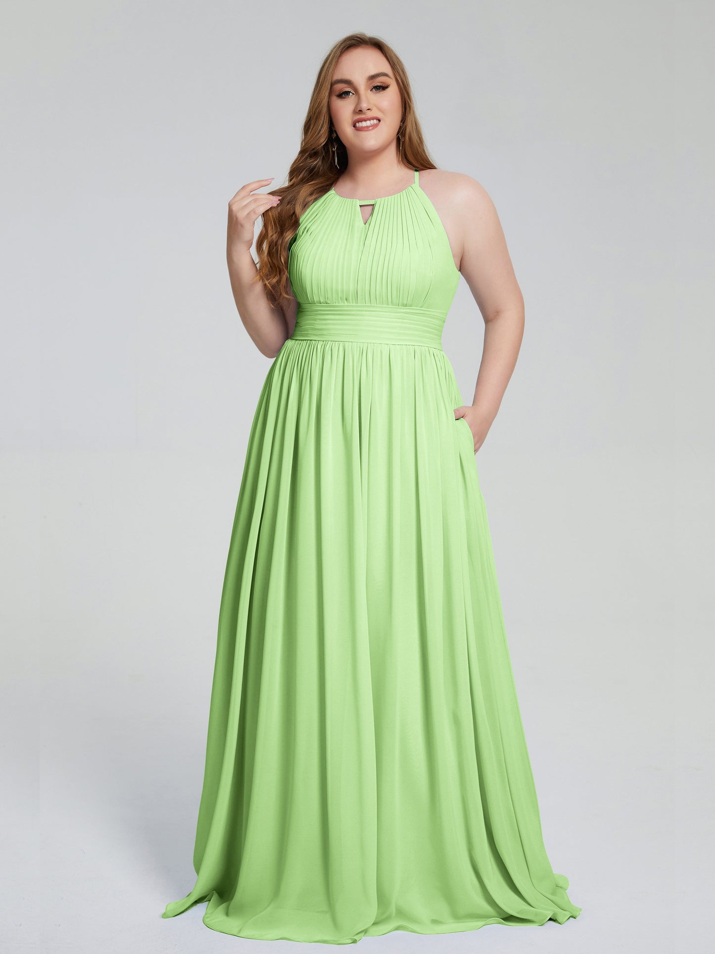 Payton Gorgeous Halter Plus Size Long Bridesmaid Dresses