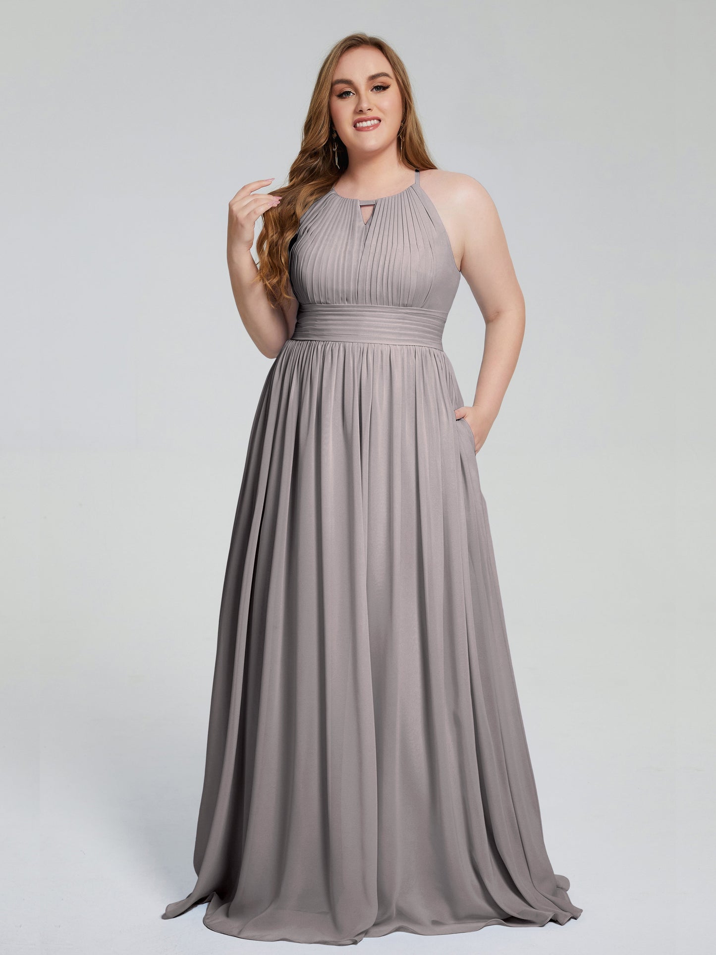 Payton Gorgeous Halter Plus Size Long Bridesmaid Dresses