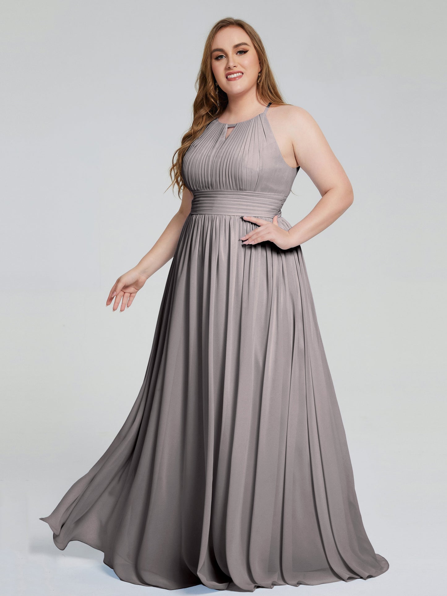 Payton Gorgeous Halter Plus Size Long Bridesmaid Dresses