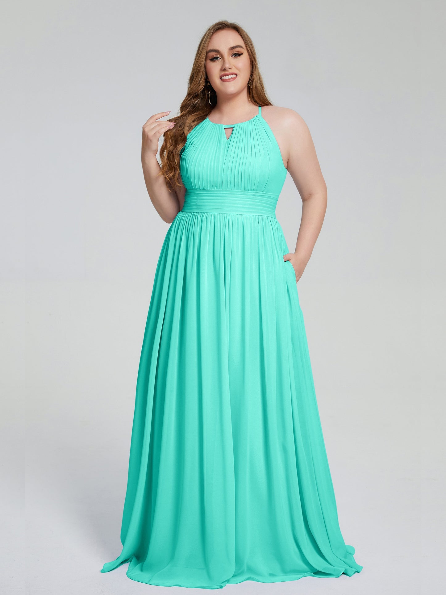 Payton Gorgeous Halter Plus Size Long Bridesmaid Dresses