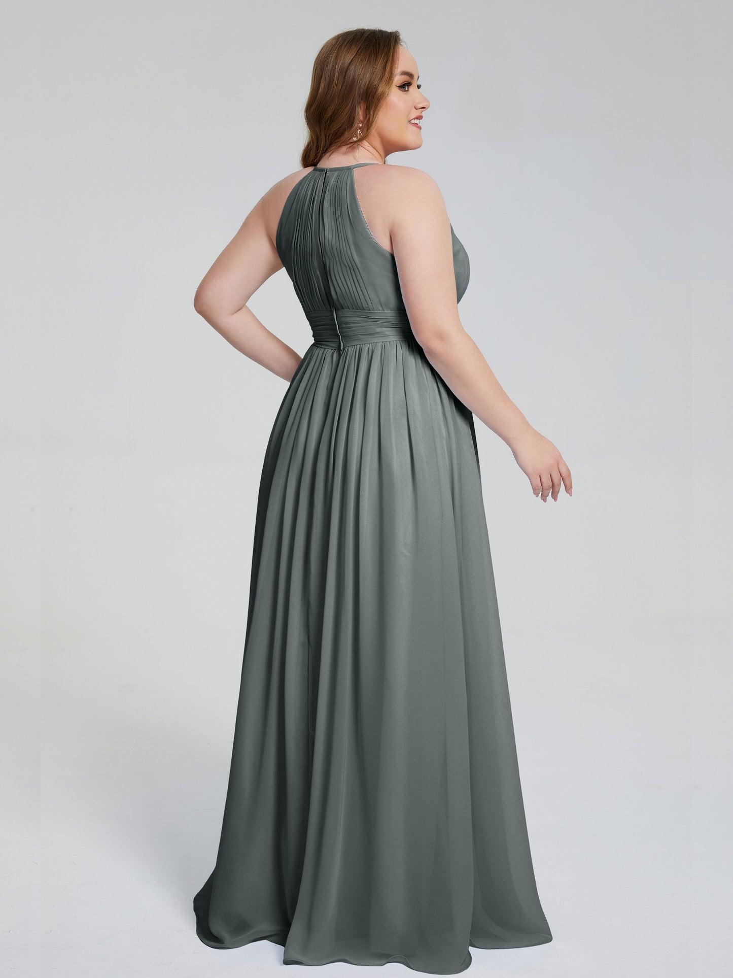 Payton Gorgeous Halter Plus Size Long Bridesmaid Dresses