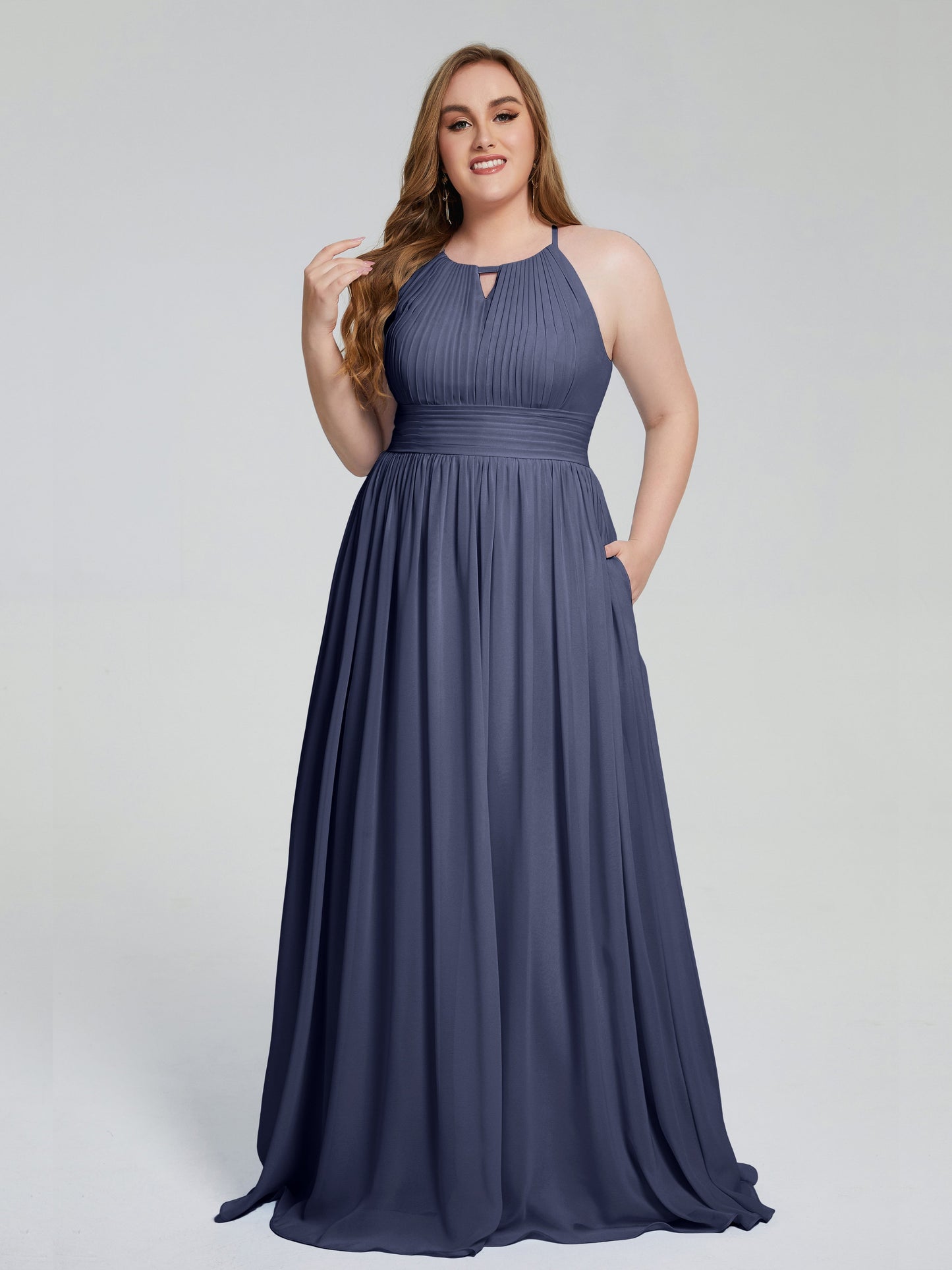 Payton Gorgeous Halter Plus Size Long Bridesmaid Dresses