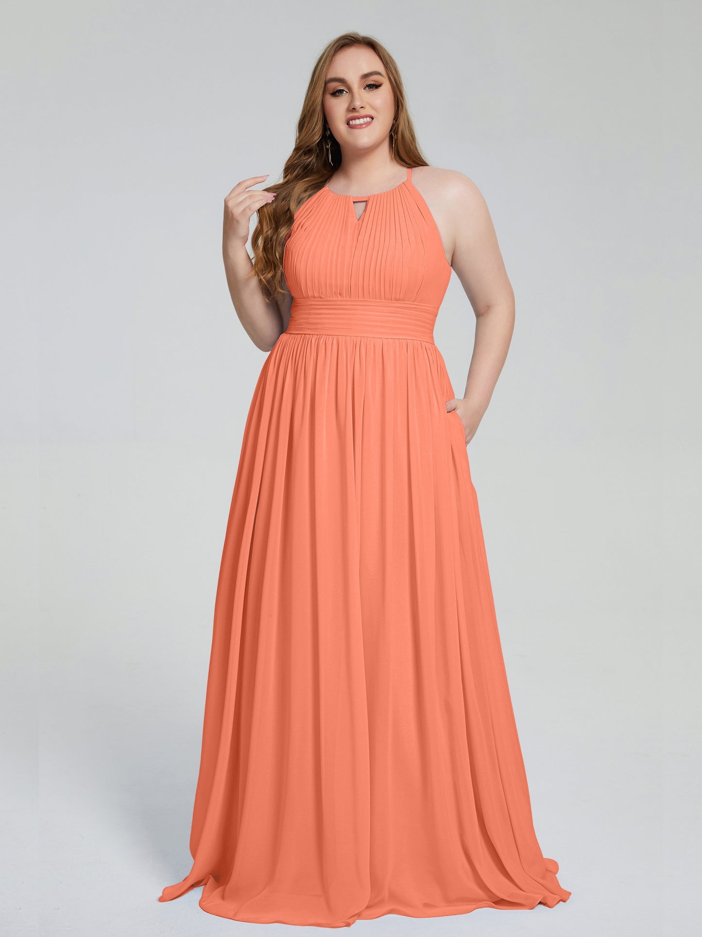 Payton Gorgeous Halter Plus Size Long Bridesmaid Dresses