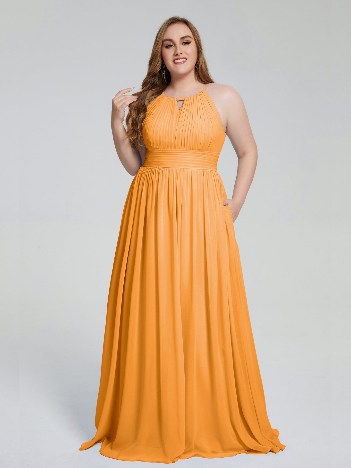 Payton Gorgeous Halter Plus Size Long Bridesmaid Dresses