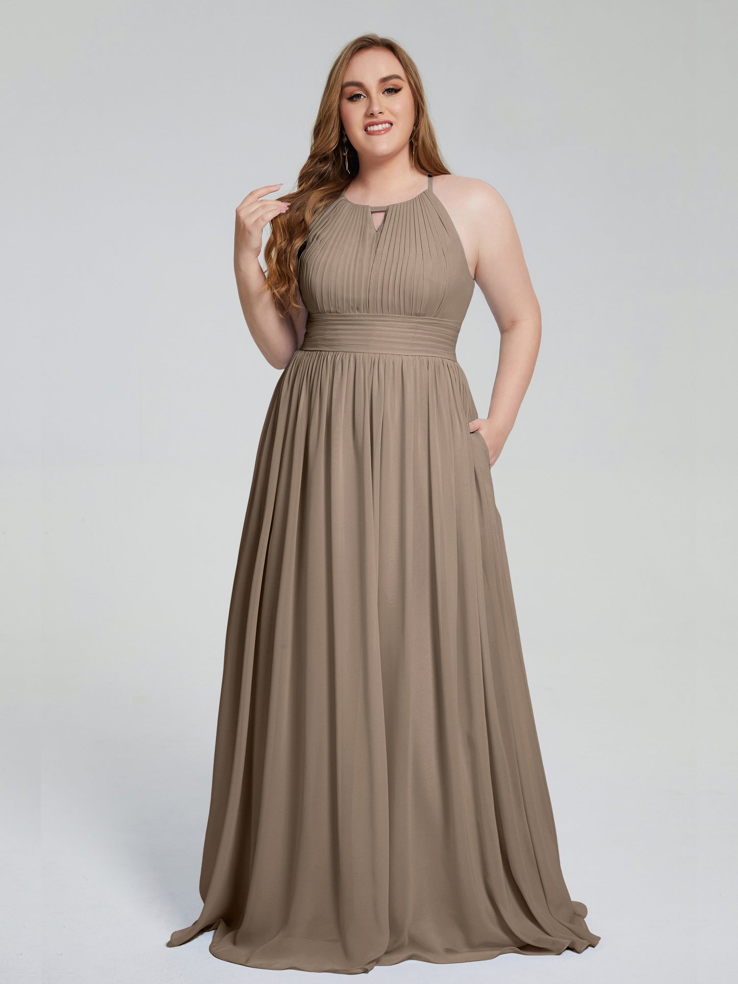 Payton Gorgeous Halter Plus Size Long Bridesmaid Dresses