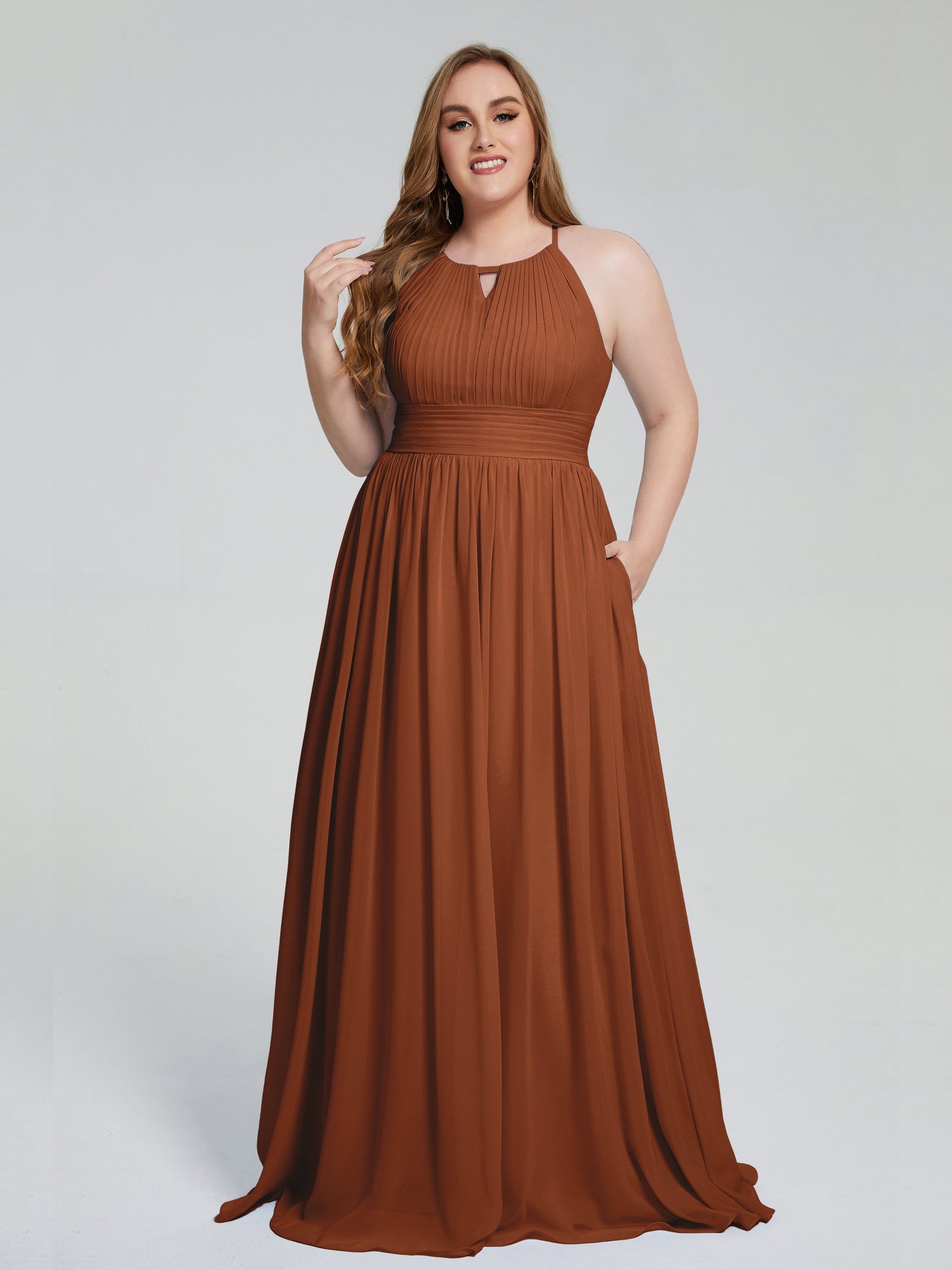 Payton Gorgeous Halter Plus Size Long Bridesmaid Dresses