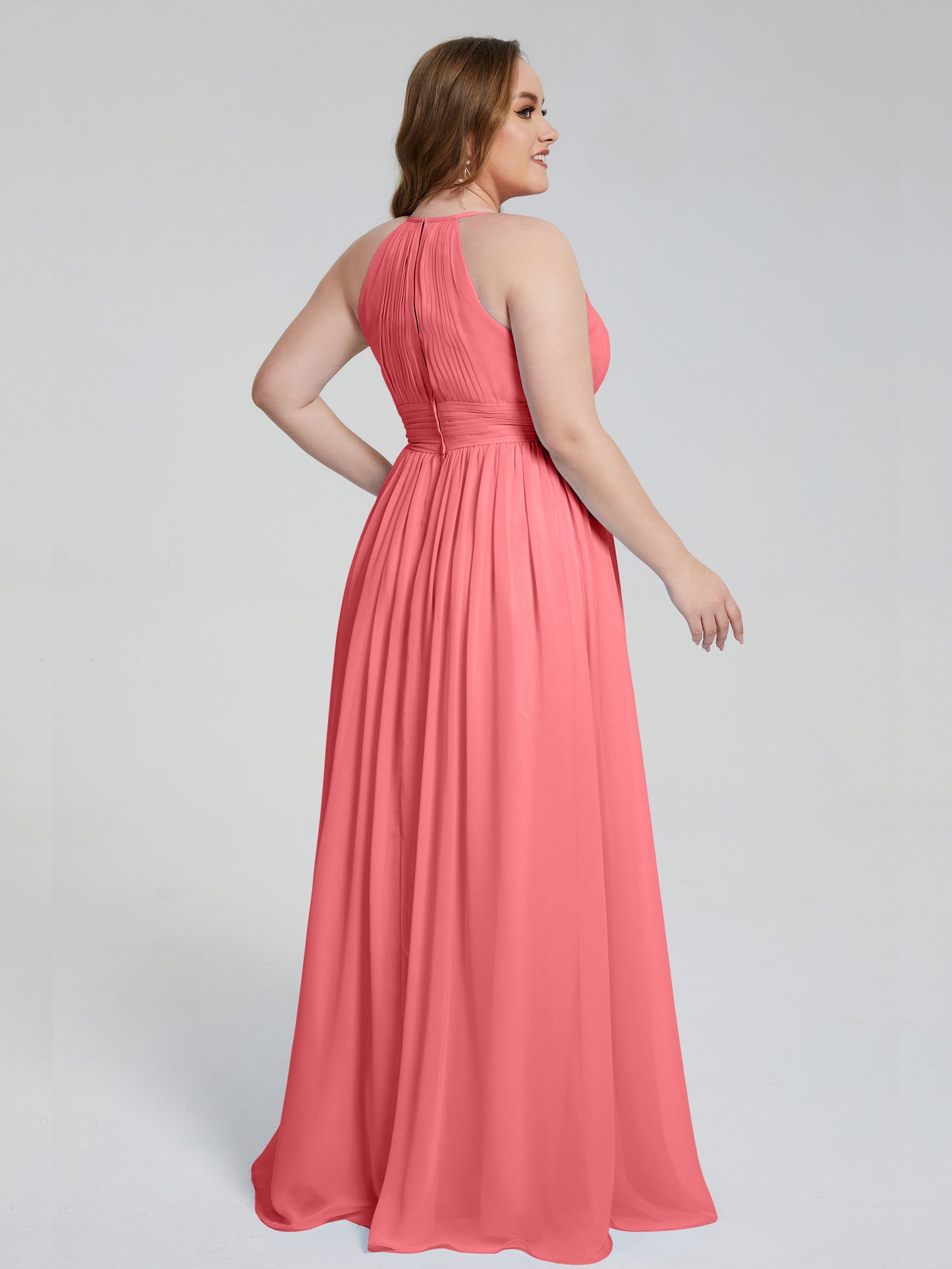 Payton Gorgeous Halter Plus Size Long Bridesmaid Dresses