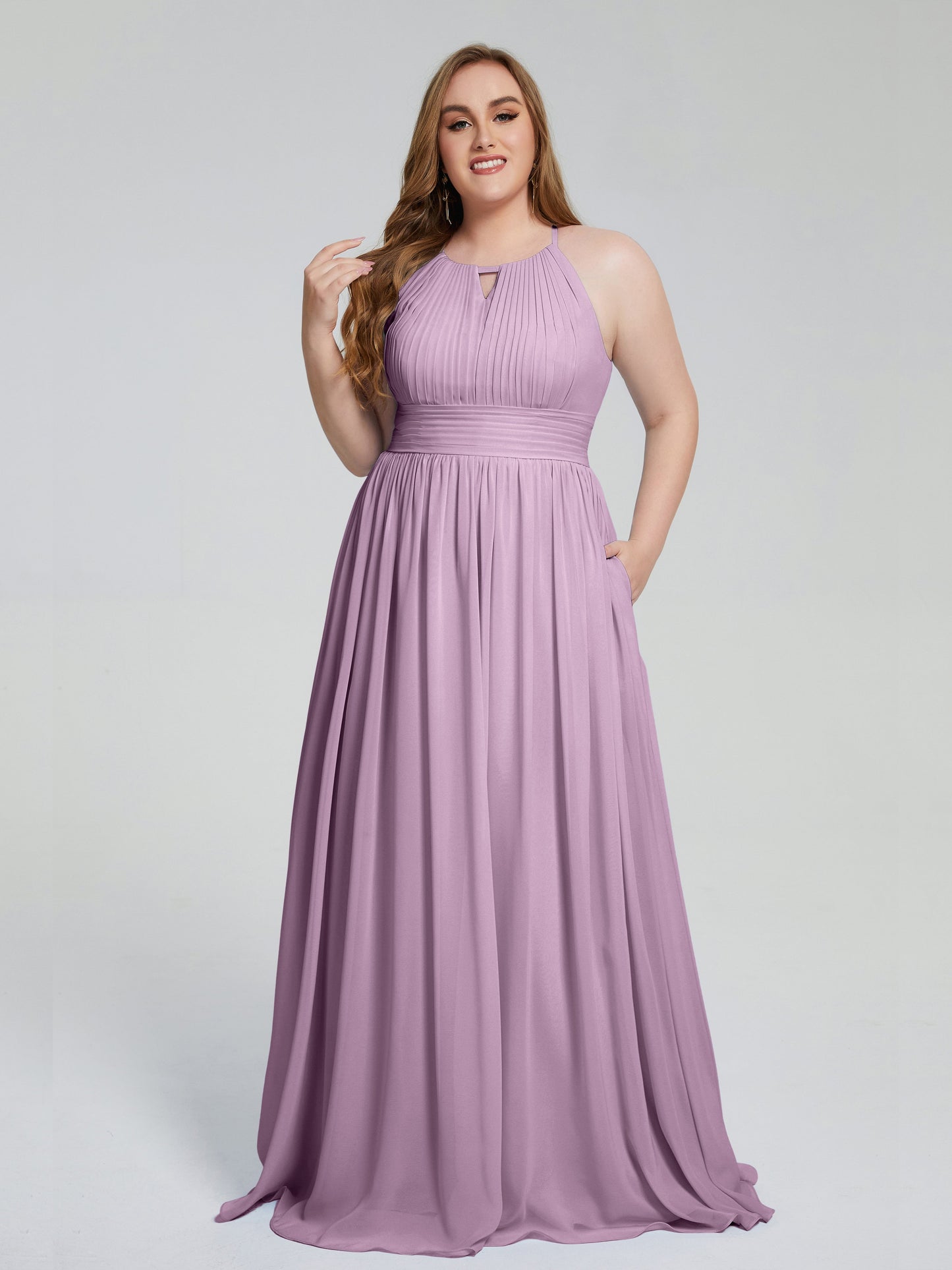 Payton Gorgeous Halter Plus Size Long Bridesmaid Dresses