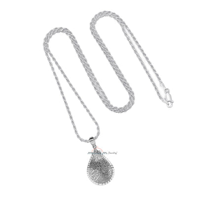 Pendant Teardrop Antiqued Finish Silver Prayer "Rabbi Yassir!"