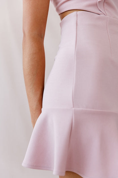 Jackie Wide Ruffle Hem Pinafore Dress Blush