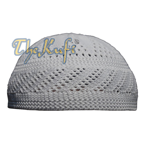 Plain White Interwoven Design Nylon Kufi