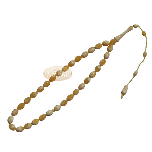 Prayer Beads Tapered Oval Yellow Cream 33-Bead 8x12 mm Turkish Monomer
