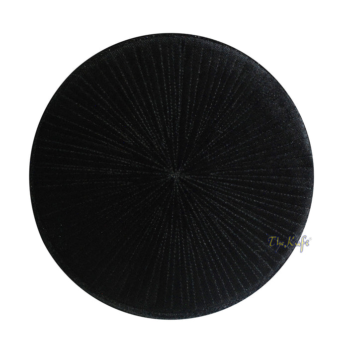 Premium Black Rigid Velvet Turkish Chechen Style Kufi Muslim Hat