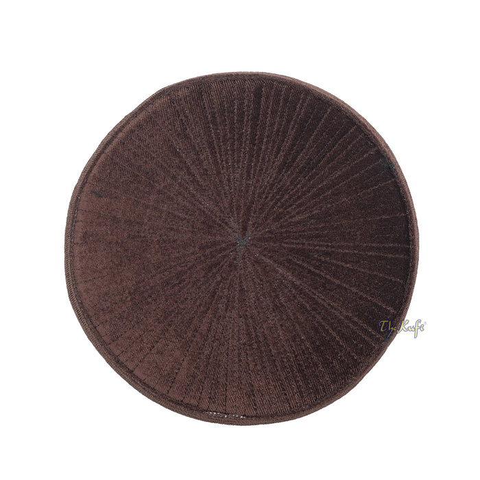Premium Dark Brown Handmade Rigid Velvet Turkish Chechen Style Kufi Hat