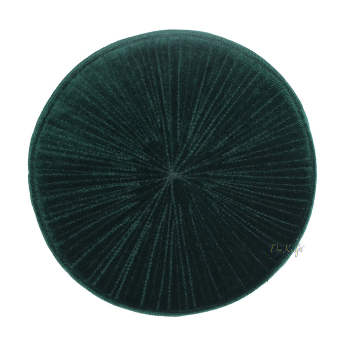 Premium Dark Green Rigid Velvet Turkish Chechen Style Kufi Hat