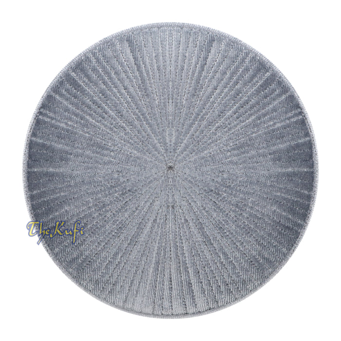 Premium Gray Velvet Turkish Fez Chechen Style Kufi Hat from Muslim Men
