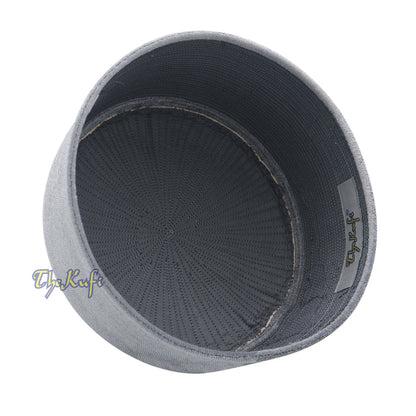 Premium Gray Velvet Turkish Fez Chechen Style Kufi Hat from Muslim Men