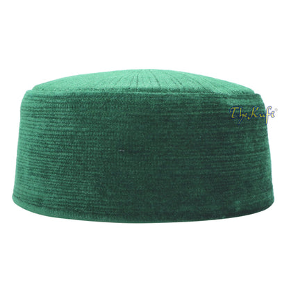 Premium Medina Green Rigid Velvet Turkish Chechen Style Kufi Hat