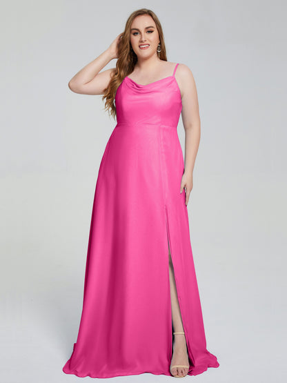 Rachel Sleeveless Split Plus Size Long Bridesmaid Dresses