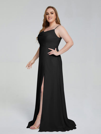 Rachel Sleeveless Split Plus Size Long Bridesmaid Dresses
