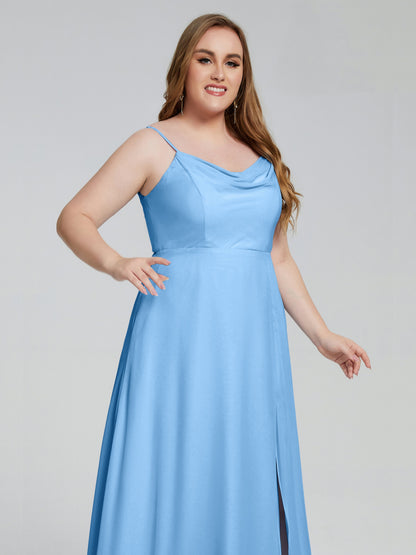 Rachel Sleeveless Split Plus Size Long Bridesmaid Dresses