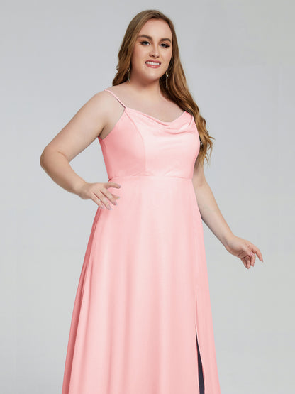 Rachel Sleeveless Split Plus Size Long Bridesmaid Dresses