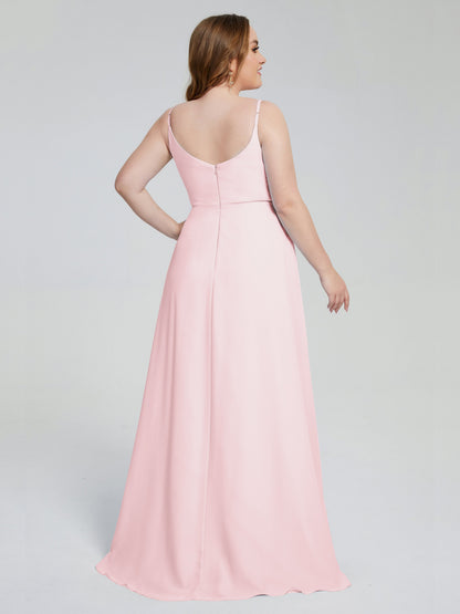 Rachel Sleeveless Split Plus Size Long Bridesmaid Dresses