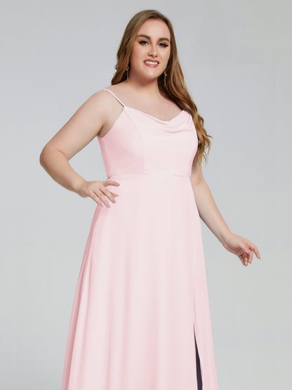 Rachel Sleeveless Split Plus Size Long Bridesmaid Dresses