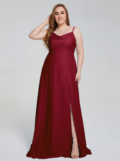 Rachel Sleeveless Split Plus Size Long Bridesmaid Dresses