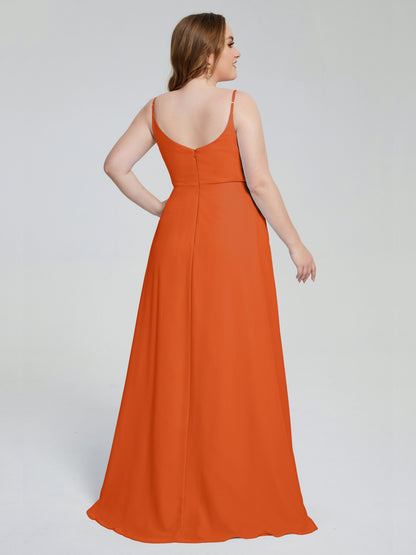 Rachel Sleeveless Split Plus Size Long Bridesmaid Dresses