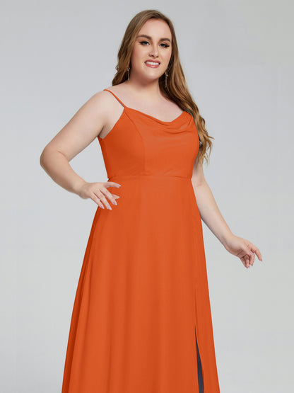 Rachel Sleeveless Split Plus Size Long Bridesmaid Dresses