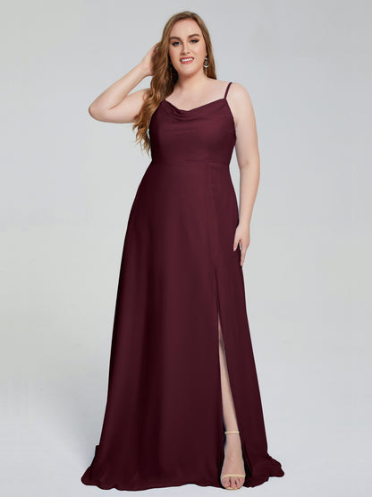 Rachel Sleeveless Split Plus Size Long Bridesmaid Dresses