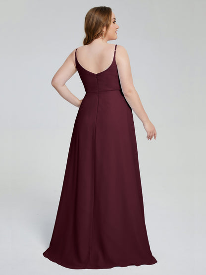 Rachel Sleeveless Split Plus Size Long Bridesmaid Dresses