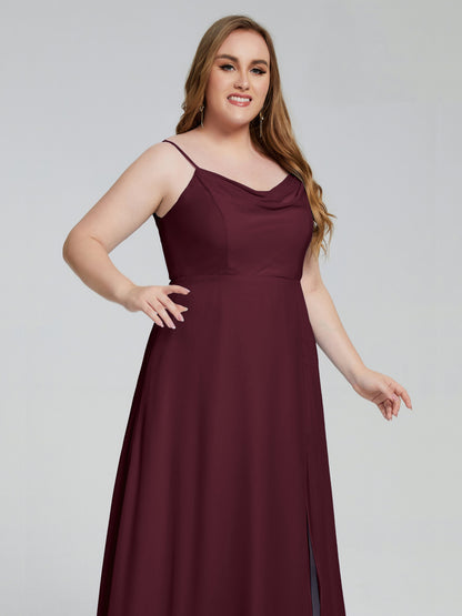 Rachel Sleeveless Split Plus Size Long Bridesmaid Dresses