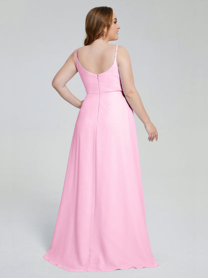 Rachel Sleeveless Split Plus Size Long Bridesmaid Dresses